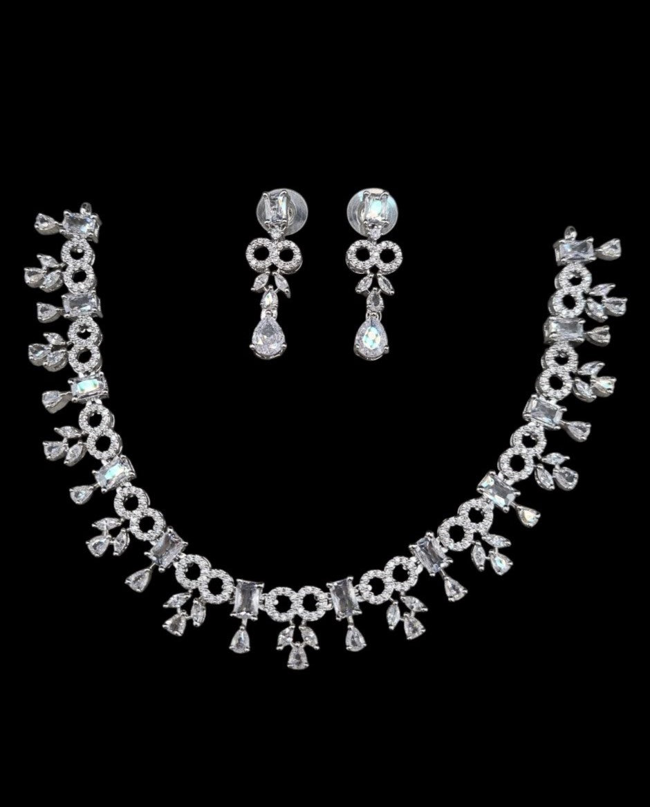 Contemporary Cubic Zirconia Statement Necklace Set